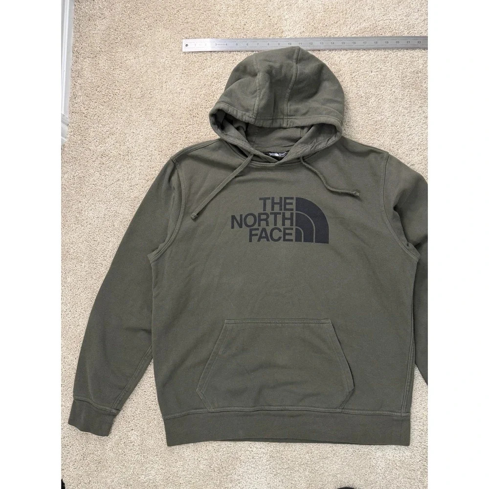 The North Face Half Dome Pullover‎ Hoodie Olive Green Size Large Kangaroo Pocket